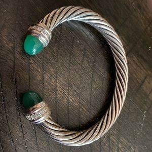 Green onyx and diamond David Yurman bracelet